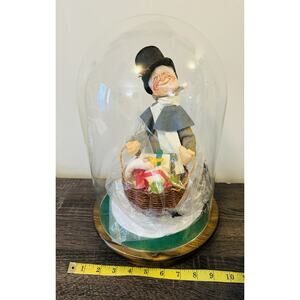Annalee Dolls Scrooge Christmas Day #611 Glass Dome Christmas Carol 1989 Decor